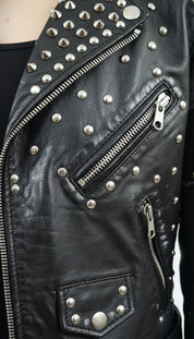 close-up-leather - Women's Biker Leather Jacket, Custom Moto Jacket, Handmade Leather Jacket, Punk Style Biker Jacket