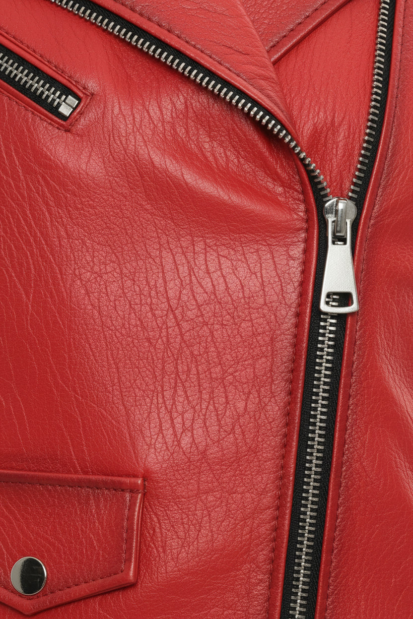 close-up-leather - Women's Biker Leather Jacket, Moto Jacket for Women, Handmade Leather Jacket, Distressed Red Biker Jacket