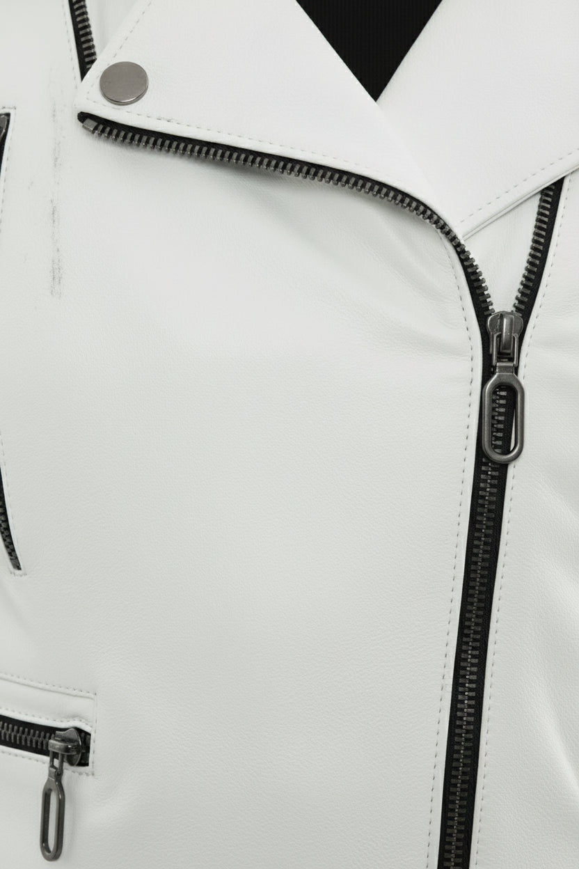 close-up-leather - Women's Biker Leather Jacket, Moto Style Jacket, Leather Motorcycle Jacket, Women's Moto Jacket