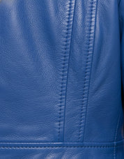 close-up-leather - Women's Moto Leather Jacket, Bright Blue Biker Jacket, Stylish Leather Motorcycle Jacket, Handmade Women's Leather Jacket