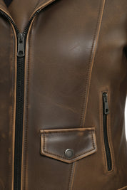 close-up-leather - Women's Moto Leather Jacket, Distressed Biker Jacket, Handmade Motorcycle Jacket, Vintage Leather Jacket