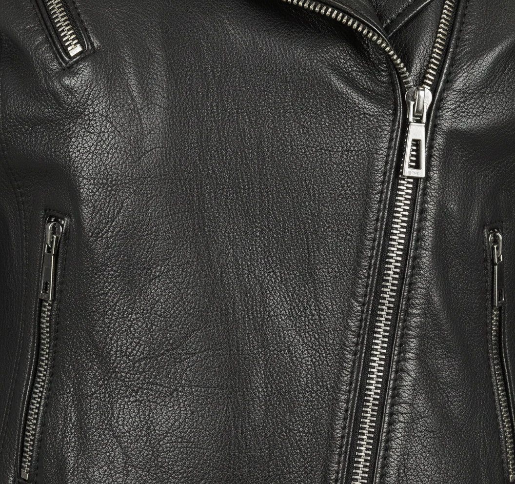 close-up-leather - Women's Moto Leather Jacket, Leather Biker Jacket, Women's Motorcycle Jacket, Women's Asymmetrical Zip Jacket