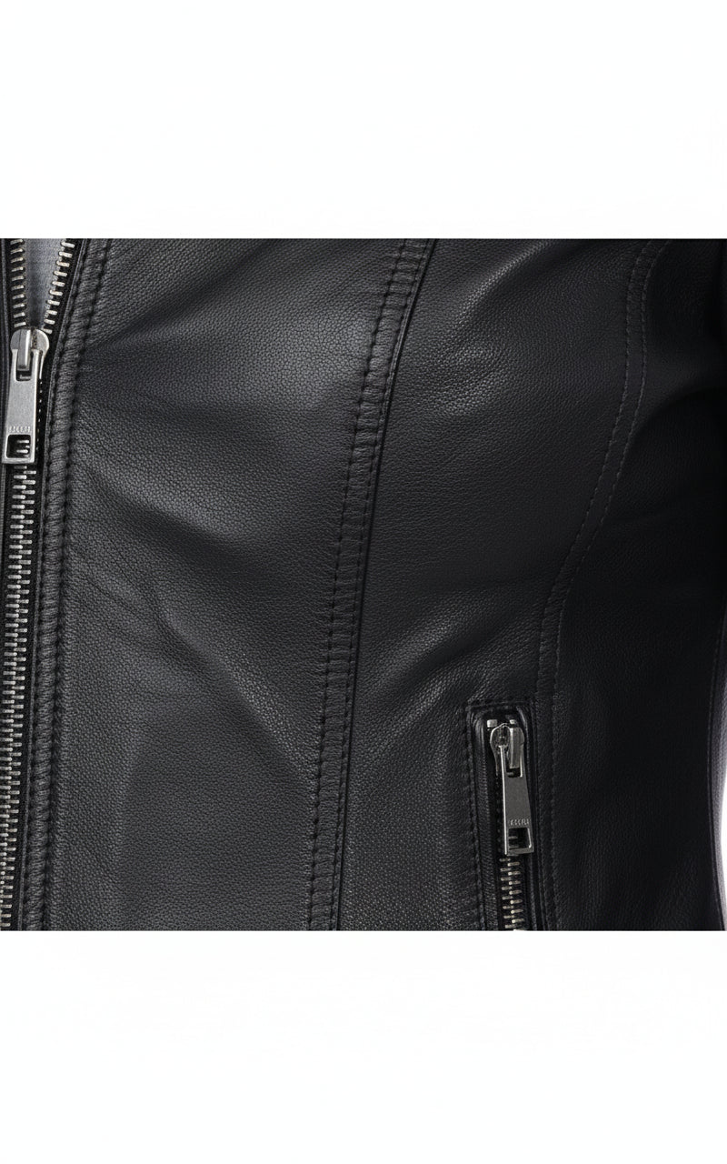 close-up-leather - Women's Moto Leather Jacket, Women's Motorcycle Jacket, Women's Biker Jacket, Women's Leather Jacket