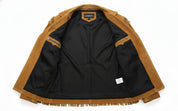 close-up-lining - Cowboy Suede Leather Jacket for Men, Tan Cowboy Fringe Jacket, Stylish Western Jacket for Men