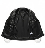 close-up-lining - Handmade Mens Fashion White Biker Jacket, Mens White Studded belted Jacket