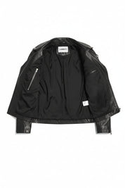 close-up-lining - Men Black Motorcycle Leather Jacket Leather Jacket, Leather Jackets