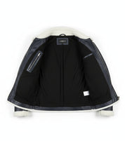 close-up-lining - Men's B-3 Shearling Jacket, Aviator Leather Jacket, Bomber Jacket, Flight Jacket
