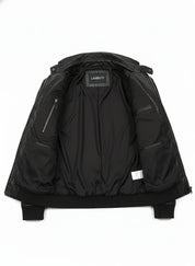 close-up-lining - Mens Biker Leather Jacket, Men Slim Fit Black Biker Leather Jacket