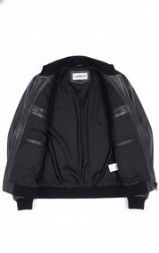 close-up-lining - Men's Bomber Leather Jacket, Leather Bomber Jacket, Men's Leather Jacket, Stylish Bomber Jacket