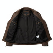 close-up-lining - Men's Cafe Racer Leather Jacket, Biker Jacket, Leather Moto Jacket, Handmade Motorcycle Jacket