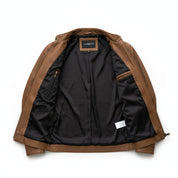 close-up-lining - Men's Cafe Racer Leather Jacket, Leather Biker Jacket, Motorcycle Leather Jacket, Men's Moto Jacket