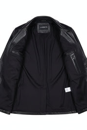 close-up-lining - Men's Car Coat Jacket, Leather Overcoat, Tailored Leather Jacket, Smooth Leather Coat