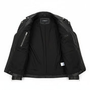 close-up-lining - Mens Genuine Real Lambskin Leather Motorcycle Jacket, New Motorcycle Jacket