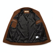 close-up-lining - Men's Handmade Brown Suede Biker Jacket