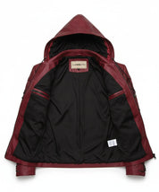 close-up-lining - Men's Hooded Leather Jacket with Custom Tailoring