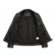 close-up-lining - Men's Leather Jacket, Classic Leather Jacket, Minimalist Leather Jacket, Black Leather Jacket