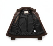 close-up-lining - Men's Leather Jackets Korean Style Casual Slim Fit Biker Leather Jacket