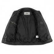 close-up-lining - Men's Leather USA Flag Jacket with YKK Zips