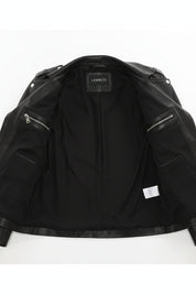close-up-lining - Men's Moto Leather Jacket, Biker Jacket, Asymmetrical Zip Leather Jacket, Motorcycle Jacket