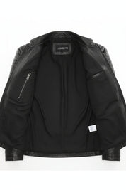 close-up-lining - Men's Moto Leather Jacket, Racer Style Jacket, Leather Motorcycle Jacket, Biker Jacket