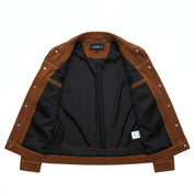 close-up-lining - Men's Trucker Suede Jacket, Brown Suede Jacket, Casual Men's Jacket, Button Front Suede Jacket