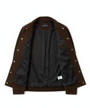 close-up-lining - Men's Trucker Suede Jacket, Classic Suede Jacket, Casual Men's Jacket, Dark Brown Trucker Jacket