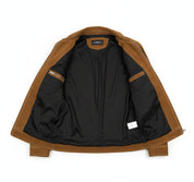 close-up-lining - Men's Trucker Suede Jacket, Suede Jacket for Men, Classic Suede Trucker Jacket, Medium Brown Suede Jacket