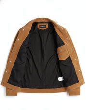 close-up-lining - Men's Trucker Suede Jacket, Suede Truck Jacket, Men's Casual Suede Jacket
