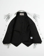 close-up-lining - Men’s White Cowboy Leather Jacket, Premium Western Leather Jacket for Men