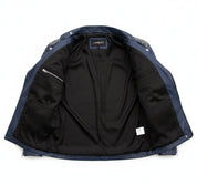 close-up-lining - New Men's Blue Leather Color Jacket, Bomber Jacket