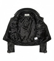 close-up-lining - Punk Men Silver Studded Leather Black Rock Studded Leather Jackets