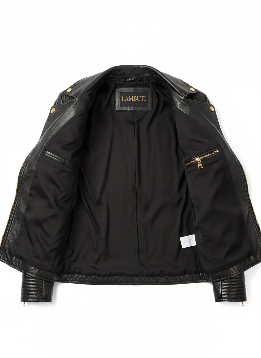 close-up-lining - Women Black Leather Jacket, Leather Jackets For , Fashion Jacket