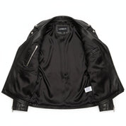 close-up-lining - Women Black Leather moto Jacket, Womens Fashion black leather belted Jacket