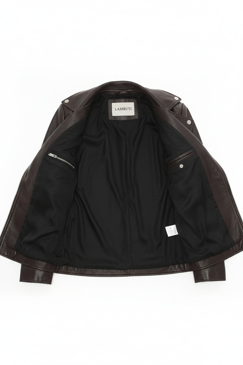 close-up-lining - Women's Biker Leather Jacket, Moto Jacket for Women, Handmade Leather Motorcycle Jacket