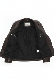 close-up-lining - Women's Biker Leather Jacket, Moto Jacket for Women, Handmade Leather Motorcycle Jacket