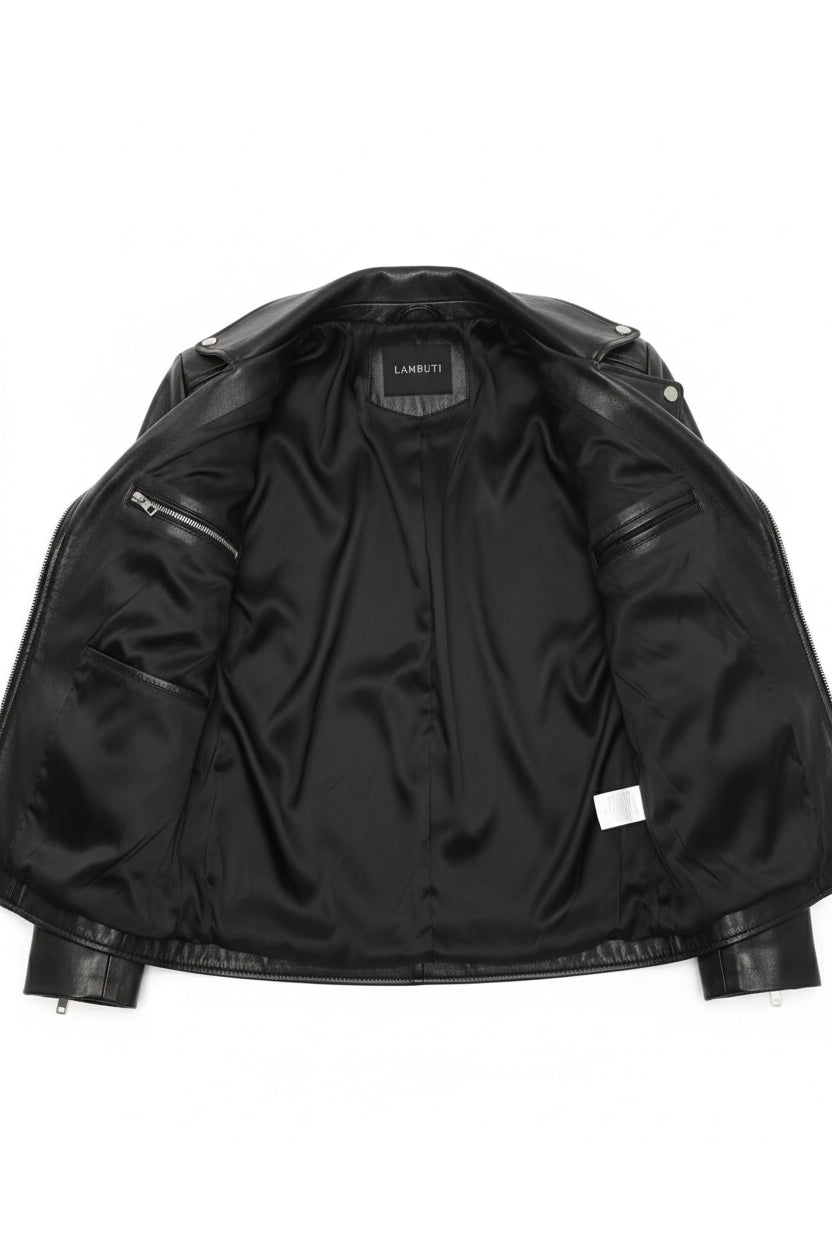 close-up-lining - Women's Biker Leather Jacket, Women's Moto Jacket, Leather Motorcycle Jacket, Women's Leather Moto Jacket