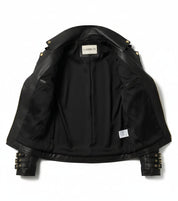 close-up-lining - Women's Biker Quilted Black Leather Jacket