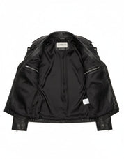 close-up-lining - Women's Black Leather Biker Jacket
