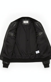 close-up-lining - Women's Bomber Leather Jacket, Women's Leather Bomber, Leather Jacket for Women, Smooth Leather Bomber Jacket