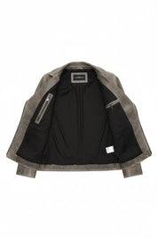 close-up-lining - Women's Moto Jacket, Leather Motorcycle Jacket, Women's Biker Leather Jacket, Distressed Leather Moto Jacket