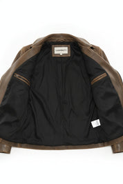 close-up-lining - Women's Moto Leather Jacket, Distressed Biker Jacket, Handmade Motorcycle Jacket, Vintage Leather Jacket