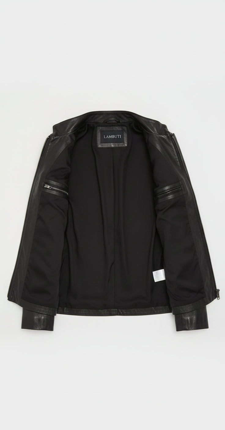 close-up-lining - Women's Racer Leather Jacket, Women's Moto Jacket, Leather Biker Jacket, Women's Motorcycle Jacket