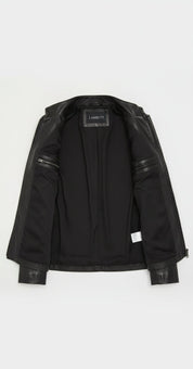 close-up-lining - Women's Racer Leather Jacket, Women's Moto Jacket, Leather Biker Jacket, Women's Motorcycle Jacket