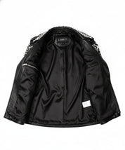 close-up-lining - Womens Rock star All over Silver Studded Cowhide Leather Moto Jacket