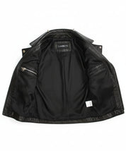 close-up-lining - Women's Studded Biker Leather Jacket in Punk Rock Style