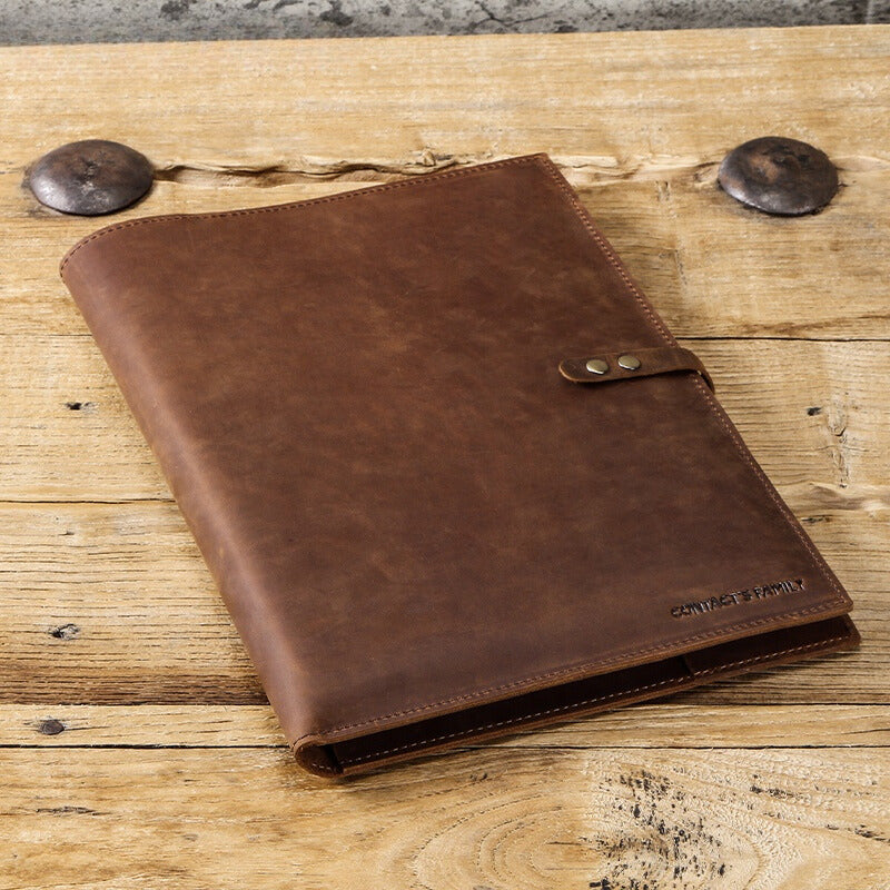 Crazy Horse Leather Multi-Pocket Tablet Organizer for iPad & 12" Devices