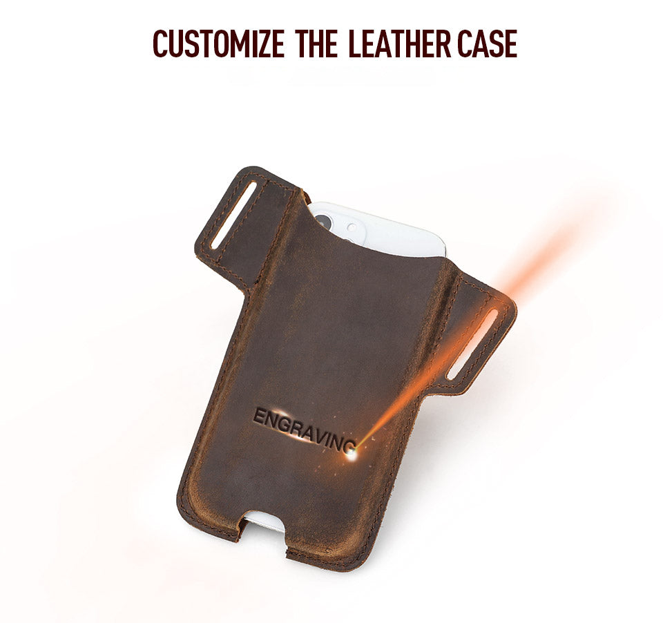 Custom Business Slim Magnetic Full-Grain Leather Unisex Phone Holster