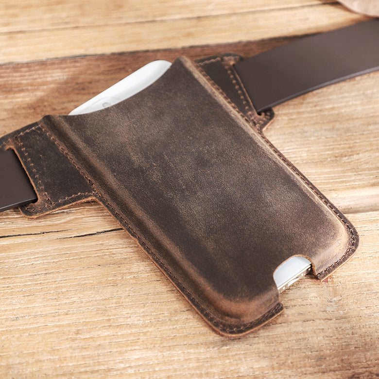 Custom Business Slim Magnetic Full-Grain Leather Unisex Phone Holster