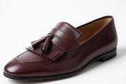 detail-view - Handmade Men Elegant Brown Fringe Shoes, Leather Penny Loafer Shoes for