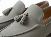 detail-view - Handmade Men Gray Suede Tassels Shoes Moccasins Loafer Driving Shoes